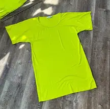 Trina Turk Neon Yellow Green T Shirt Dress Scoop Neck Shift Dress