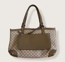 Gucci Diamanté Brown Canvas Leather Mini Tote & Pouch