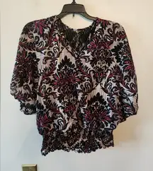 Style and Co black and red lace back blouse size small