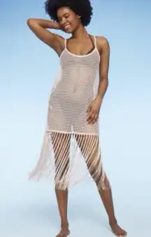 Wild Fable Fishnet Cream Fringe Swim
Cover Up Midi Dress Size M