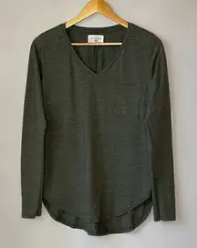 Sol Angeles Green V-Neck Long Sleeve Shirt
