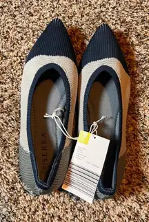 Serra Flats Knit Pointed Toe Comfort Slip On‎ Shoes Blue Beige Size 7