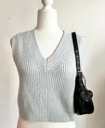 Blue Chunky‎ Sweater Vest, Preppy, Retro, Indie, Minimalist, Medium, Clean Girl