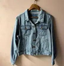 Forever 21 Light Medium Wash Oversized Denim Jacket Size L GUC