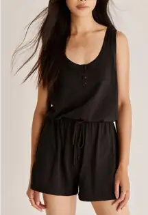 Z Supply Demi Slub Romper‎ Womens Sleeveless Scoop Neck Black Large NWOT