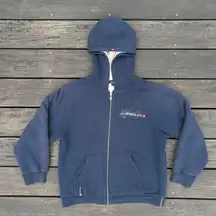 Vintage Y2K Navy Blue Quiksilver Fleece Lined Zip Up Hoodie Sweatshirt