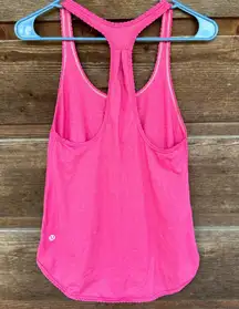 Hot Pink Scalloped Edge Striped  Racerback Tank