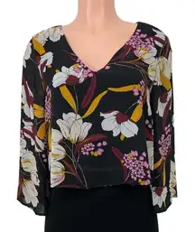 Minkpink Lost In Paradise Black Floral Printed Blouse‎ Size SMALL