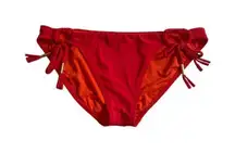 Robin Piccone Women's Ava Braided Loop Tie Side Bikini Bottom Coral swimsuit siz