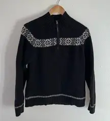 Izod Black And White Quarter Zip Sweater Christmas/Holiday Sweater Size Medium