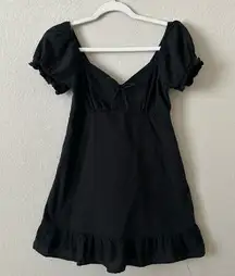 Wild Fable Women's Short Sleeve Sweetheart Ruffle with Tie-Back black Dress