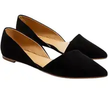 J. Crew Zoe D’orsay Faux Suede Flats Black Closed Toe Flocking Flat 6
