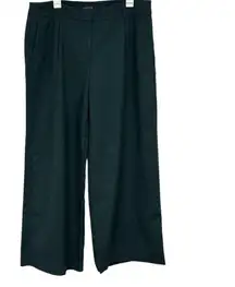 Eileen Fisher Forest Green Pleated Wide Leg Trouser Pants Size 16