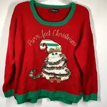 -6. 33 Degrees Women's Purr...fect Christmas Cat Pullover Sweater Red Size XXL