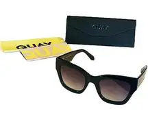 NEW Quay Australia By The Way Women's SUNGLASSES Black Gold Oversized Square