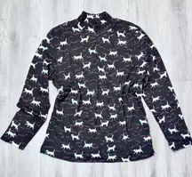 Karen Scott Christmas Holiday Cat Print Cotton Blend Top XL