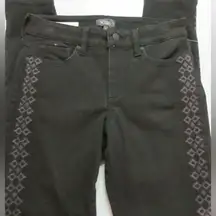 NYDJ Ami skinny leggings black w/grn stitch sz 6