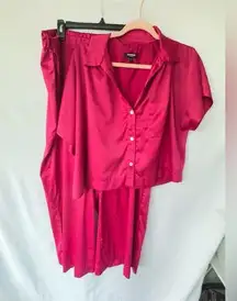 Express Satin Wide Leg Pajama Set Women’s size XL in raspberry pink. Like new!