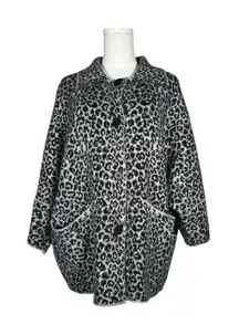 Christian Siriano Black and Gray Leopard Teddy‎ Jacket