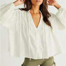 Free People Button Down Keyhole Blouse