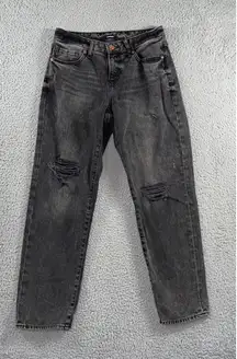 Express Low‎ Rise Boyfriend Jeans Women 4 Distressed Black Denim