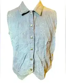 Casey And Max Denim Embroidered Vest Size S Women’s Boho Vintage Hippie Cottage