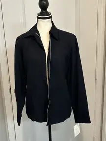 Liz Claiborne Lizsport Black Jacket Women's Small Zip Front Collared NWT Classic