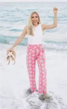 Sailor-Sailor Dorthy Pants Elastic Waist Belted Starfish Print‎ Wide Leg Size XL