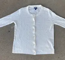 Women’s Lands’ End Off White Cardigan L 14-16