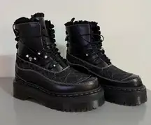 NEW Dr. Martens Jadon Frill Smooth Leather Platform Boots Embroidered Bead