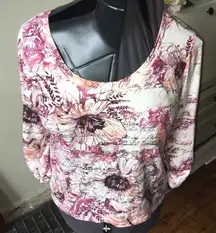 Chico’s 1 scoop neck floral knit blouse