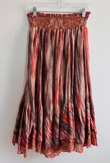 Reba smocked-waist tiered maxi or midi skirt Size Large