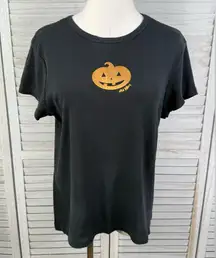 OLD NAVY Women's Halloween Jack o' Lantern T-shirt Black/Orange-XL