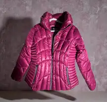 GUESS Metallic Pink Quilted Puffer Jacket – Medium