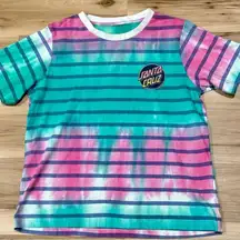 Santa Cruz Tie Dye Teal Pink Tee Shirt Women’s Small