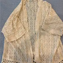 American Eagle Outfitters Cream Lace Cardigan