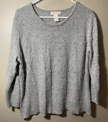Christina xl Gray Sweater with Pearl Accents READ