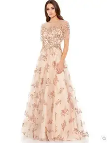 Mac Duggal 79317 Illusion Cap Sleeve A Line Gown Dress  10