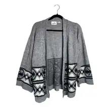 Mistral Womens Yellowstone Inspo. Vintage Gray Aztec Open Front Cardigan Medium‎