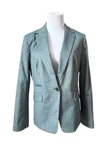 Banana Republic Herringbone Teal Brushed‎ Viscose Single Breast Blazer sz 8 NWT