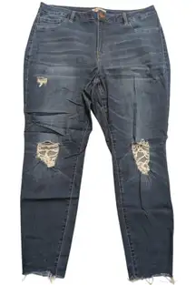 Refuge + Plus 18 ripped knee skinny‎ stretch jeans frayed hems