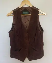 Vintage J. McLaughlin Leather Brown Button Up Vest Size 10