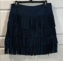Boston Proper Blue faux suede Fringe Skirt 8