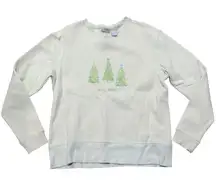 Fieldgear Womens S Small Green Christmas Tree Sweatshirt Rhinestone Sparkle