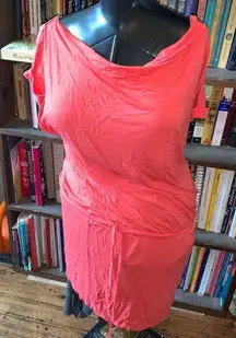 Lascana for Venus coral pink M/L drawstring waist knit coverup