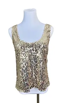 Abercrombie‎ and Fitch Gold Sequin Tank Racer Top LARGE Holiday Party NWT $88