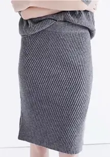 Madewell 100% Merino Wool Ribbed Knit Sweater Pencil Skirt Women’s Large Gray
