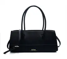 Black Satchel With Crossbody Strap Gold Hardware NWT