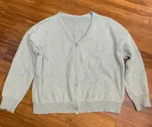 SHEIN CURVE 0XL Light Green Speckled V Neck Button Front Cardigan Sweater Women