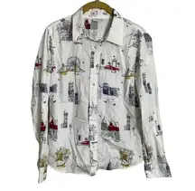 Talbots City Attractions Button Down Shirt Small Petite